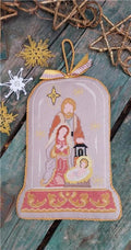TWIN PEAK PRIMITIVES "Nativity" Counted Cross Stitch Pattern, Christmas, Primitive Glass Cloche Mini Series, Winter, Pattern Only