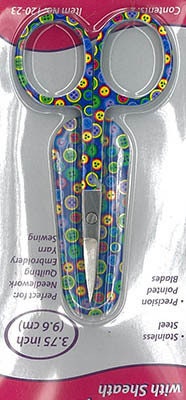 Patterned Embroidery Buttons Scissors with Sheath ~ 3.75", Stainless Steel, Precision Pointed Blades from Allary Corp.