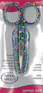 Patterned Embroidery Buttons Scissors with Sheath ~ 3.75", Stainless Steel, Precision Pointed Blades from Allary Corp.
