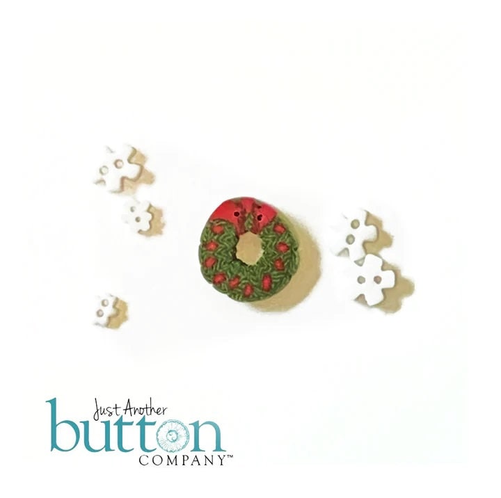 Just Another Button Company "Red Sleds" Counted Cross Stitch Pattern + Button Pack, Square-Ology, Christmas, Skates, Holidays, HOD