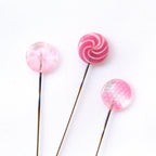 COHANA "OHAJIKI Sewing Pins", Set of 3, Handmade, Coin-Shaped Glass Beads Adorn These Needle-Sharp Pins,  Made in Japan