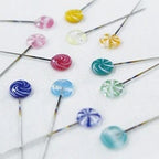COHANA "OHAJIKI Sewing Pins", Set of 3, Handmade, Coin-Shaped Glass Beads Adorn These Needle-Sharp Pins,  Made in Japan