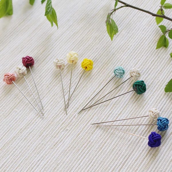 COHANA "Iida Mizuhiki Sewing Pins", Set of 3, Handmade, Made in Japan