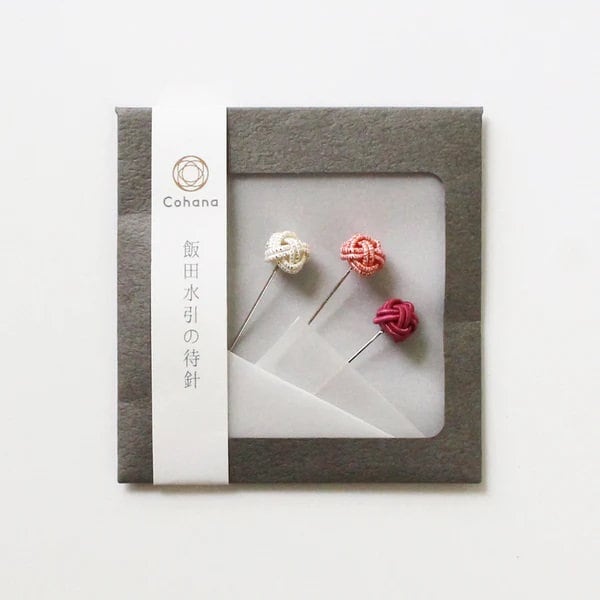 COHANA "Iida Mizuhiki Sewing Pins", Set of 3, Handmade, Made in Japan