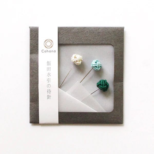 COHANA "Iida Mizuhiki Sewing Pins", Set of 3, Handmade, Made in Japan