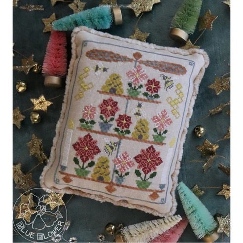THE BLUE FLOWER "Holiday Card 2022"  Counted Cross Stitch Pattern  Chart, Pattern Only