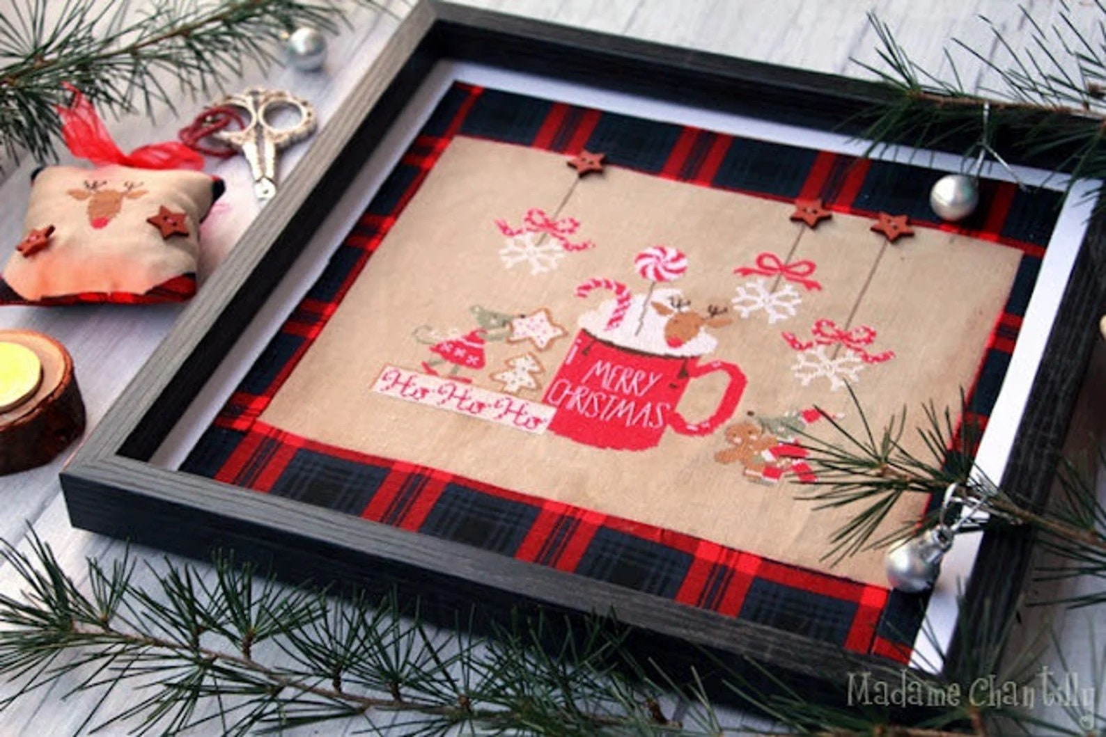 MADAME CHANTILLY "Mice and Hot Cocoa" Counted Cross Stitch Pattern, Whimsical, Christmas, Italy, Pattern Only