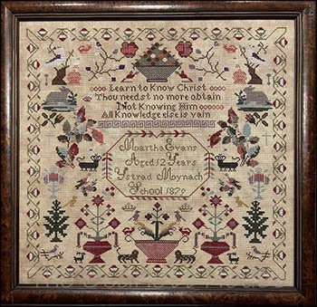 The SCARLETT HOUSE "Martha Evans 1879"  Counted Cross Stitch Pattern  Sampler, Chart, Pattern Only