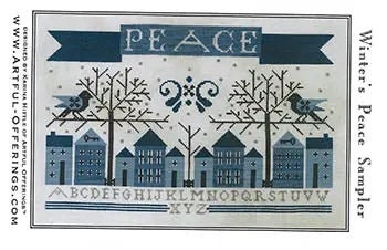 ARTFUL OFFERINGS "Winter's Peace Sampler" Counted Cross Stitch Pattern, Blue Winter Sampler, Chart, Pattern Only