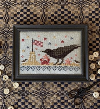 STITCHES BY ETHEL "Day at the Sea Shore" counted Cross Stitch Pattern, Chart, American Flag, Summer, Pattern Only