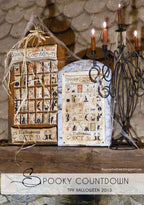 The PRIMITIVE HARE "Spooky Countdown" Counted Cross Stitch Pattern, 32 Different Designs, Chart, Halloween ~ Pattern Only