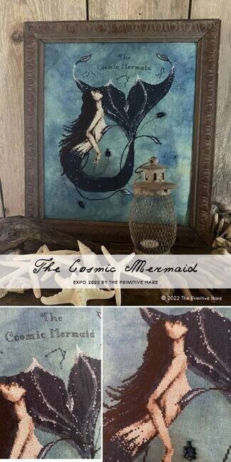 THE PRIMITIVE HARE "Cosmic Mermaid" Counted Cross Stitch Pattern, Chart, Pattern Only