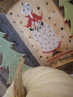 The PRIMITIVE HARE "Christmas Pumpkin Queen" Counted Cross Stitch Pattern, Chart, Holidays ~ Pattern Only