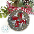 Just Another Button Company "Red Sleds" Counted Cross Stitch Pattern + Button Pack, Square-Ology, Christmas, Skates, Holidays, HOD