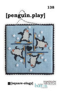 Just Another Button Company "Penguin Play" Counted Cross Stitch Pattern + Button Pack, Square-Ology, Christmas, Holidays