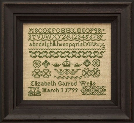 Hands Across the Sea Samplers "Elizabeth Garrod 1799" Counted Cross Stitch Pattern, Booklet, English Reproduction Sampler, Pattern Only