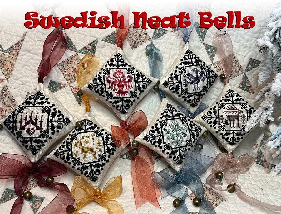 INK CIRCLES "Swedish Neat Bells" Counted Cross Stitch Pattern, Christmas Ornaments, Pattern Only