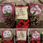 The PRIMITIVE HARE "Red Ornaments" Counted Cross Stitch Pattern, Chart, Winter, Holidays ~ Pattern Only