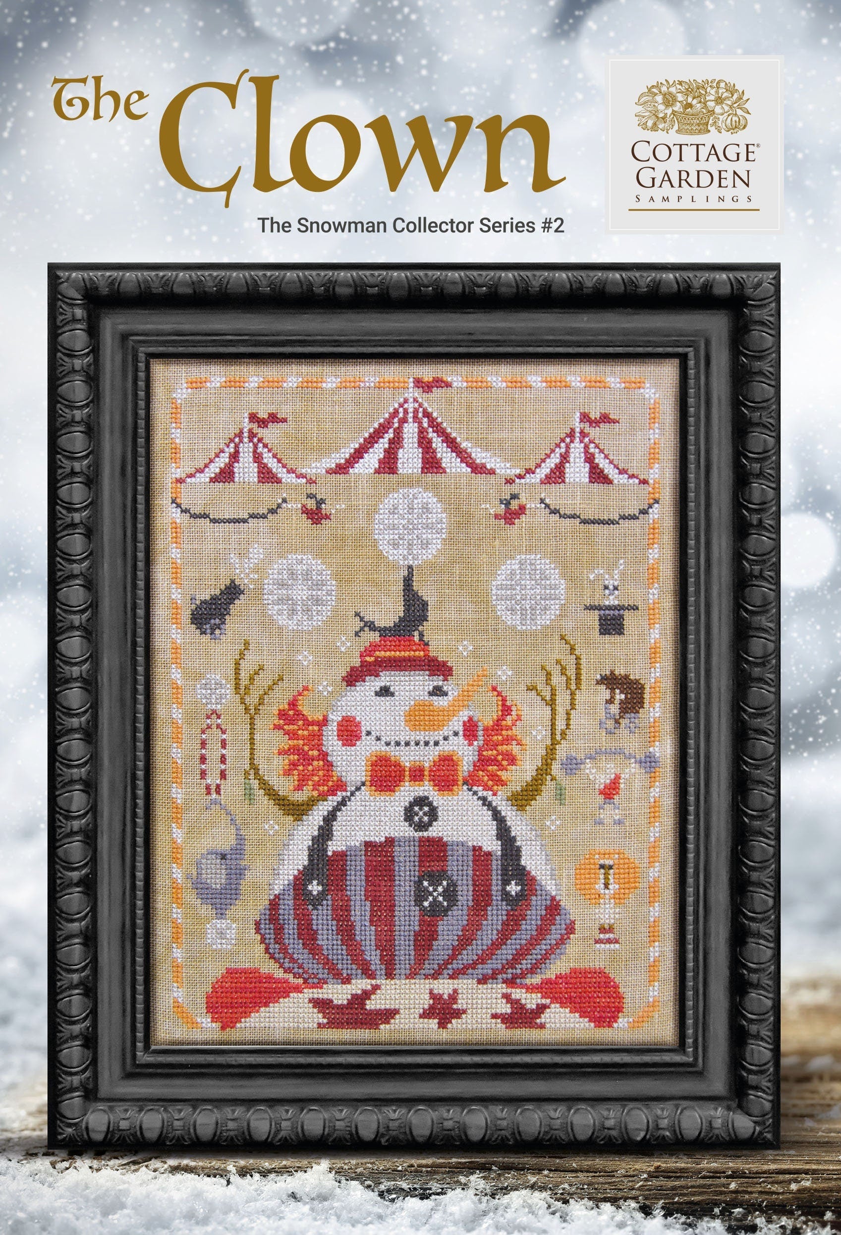 COTTAGE GARDEN SAMPLINGS "The Clown" The Snowman Collector Series #2, Counted Cross Stitch Pattern, Chart, Pattern Only