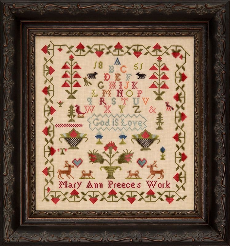 Hands Across The Sea Samplers "Mary Ann Preece 1851" Counted Cross Stitch Pattern, Reproduction English Sampler, Pattern Only