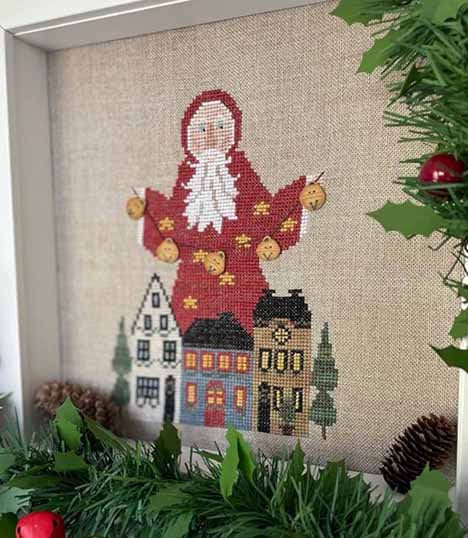 MANI DI DONNA "Jingle Bell Santa" Counted Cross Stitch Pattern, Christmas, Winter, Pattern Only