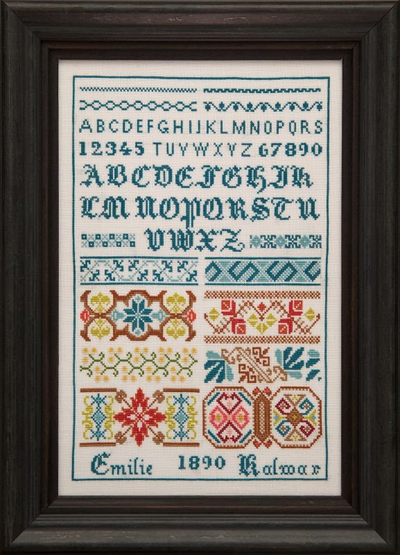 Hands Across The Sea Samplers "Emilie Kalwar 1890" Counted Cross Stitch Pattern, Reproduction Sampler, Paper Booklet
