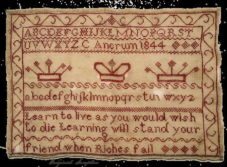 PINEBERRY LANE "Cordelia Ancrum 1844"  Cross Stitch Pattern  Red Sampler, An Antique Reproduction, Pattern Only
