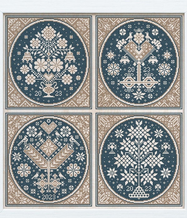 Modern Folk Embroidery "ALTERNATIVE TREES (Accompanying Designs to Reaching Skyward, 2023 SAL" Counted Cross Stitch Pattern, Pattern Only