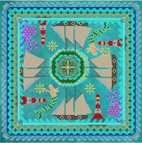 Ship's Manor "Nautical Folklore" Counted Cross Stitch Pattern, Chart, Sampler, Pattern Only