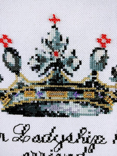 PEACOCK & FIG "Her Lordship" Counted Cross Stitch Pattern, Chart, Baby Girl Arrival, Pattern Only