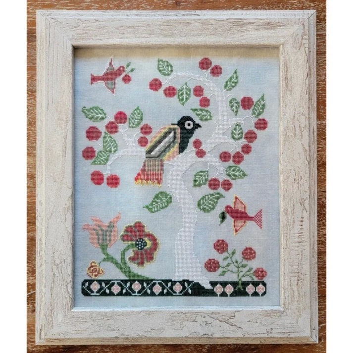 KATHY BARRICK "Blue Bird in a Cherry Tree" Counted Cross Stitch Pattern, Chart, Pattern Only
