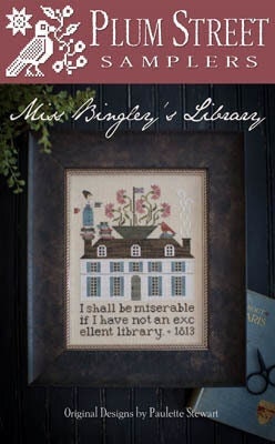 PLUM STREET SAMPLERS "Miss Bingley's Library" Counted Cross Stitch Pattern, Chart, Pattern Only