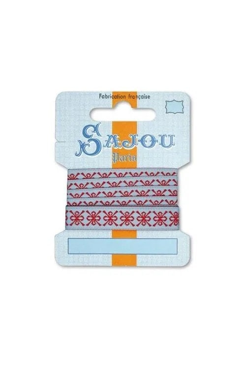 SAJOU CARD RIBBON Comptoir Motif No6 ~ Made in France ~ 1 Metre ~ Cotton ~ Width 11mm