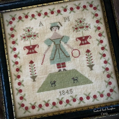 SCATTERED SEED SAMPLERS "Anna Morgan 1845" Counted Cross Stitch Pattern, Chart, Sampler, Pattern Only