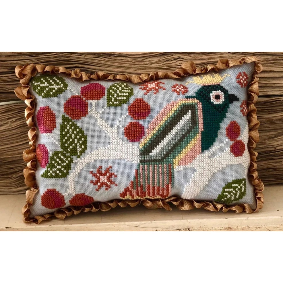 KATHY BARRICK "Blue Bird in a Cherry Tree" Counted Cross Stitch Pattern, Chart, Pattern Only