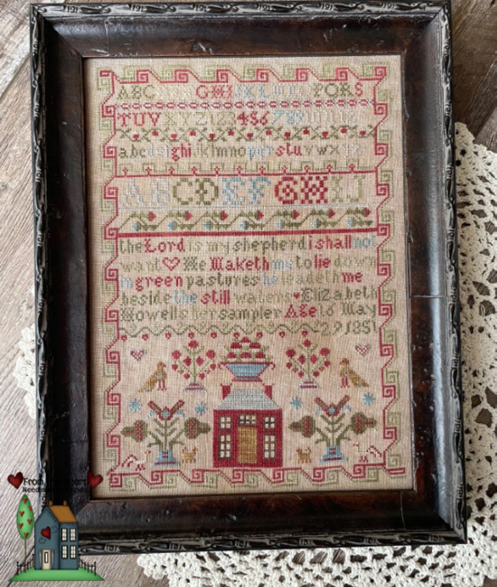 FROM THE HEART "Elizabeth Howells 1851" Counted Cross Stitch Pattern, Sampler, 2023 Nashville Needlework Market, Pattern Only