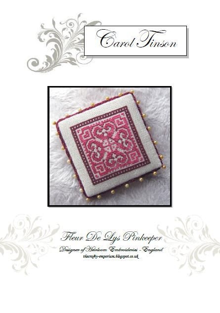 HEIRLOOM EMBROIDERIES "Fleur de Lys Pinkeep"  Counted Cross Stitch Pattern + Dinky-Dyes Silks Included  Chart, Pattern Only