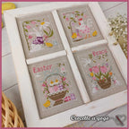 CROCETTE A GOGO "Easter Window"  Counted Cross Stitch Pattern  Bunny, Spring, Easter Eggs, Chicks, Italy, Paper Pattern