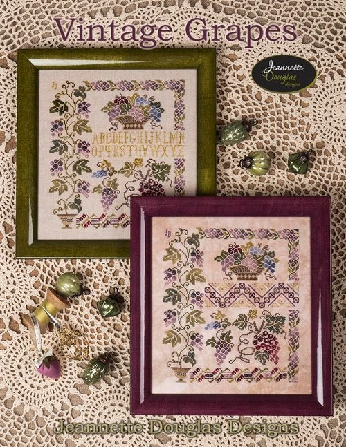 JEANNETTE DOUGLAS DESIGNS "Vintage Grapes" Nashville Needlework Market 2023" Counted Cross Stitch, Reproduction Sampler, Pattern Only