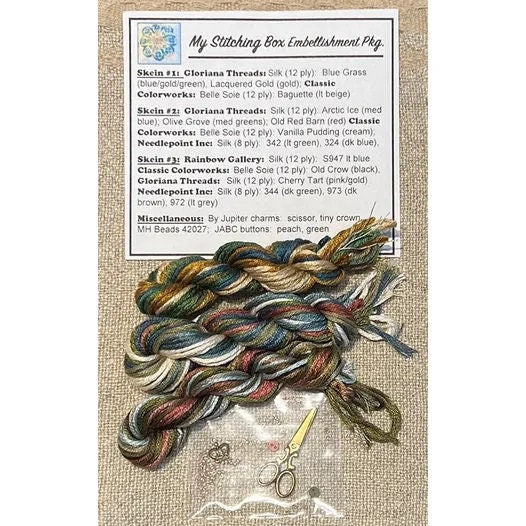 JEANNETTE DOUGLAS DESIGNS "My Stitching Box" ~ Accesory/Silk Thread Pack Available, Nashville Needlework Market 2023" Counted Cross Stitch