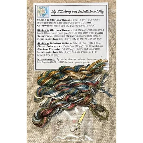 JEANNETTE DOUGLAS DESIGNS "My Stitching Box" ~ Accesory/Silk Thread Pack Available, Nashville Needlework Market 2023" Counted Cross Stitch