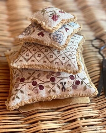 STACY NASH PRIMITIVES "To My Friend Pinkeep Stack" Counted Cross Stitch Pattern, Chart, Tribute To Barb Adams, Pattern Only