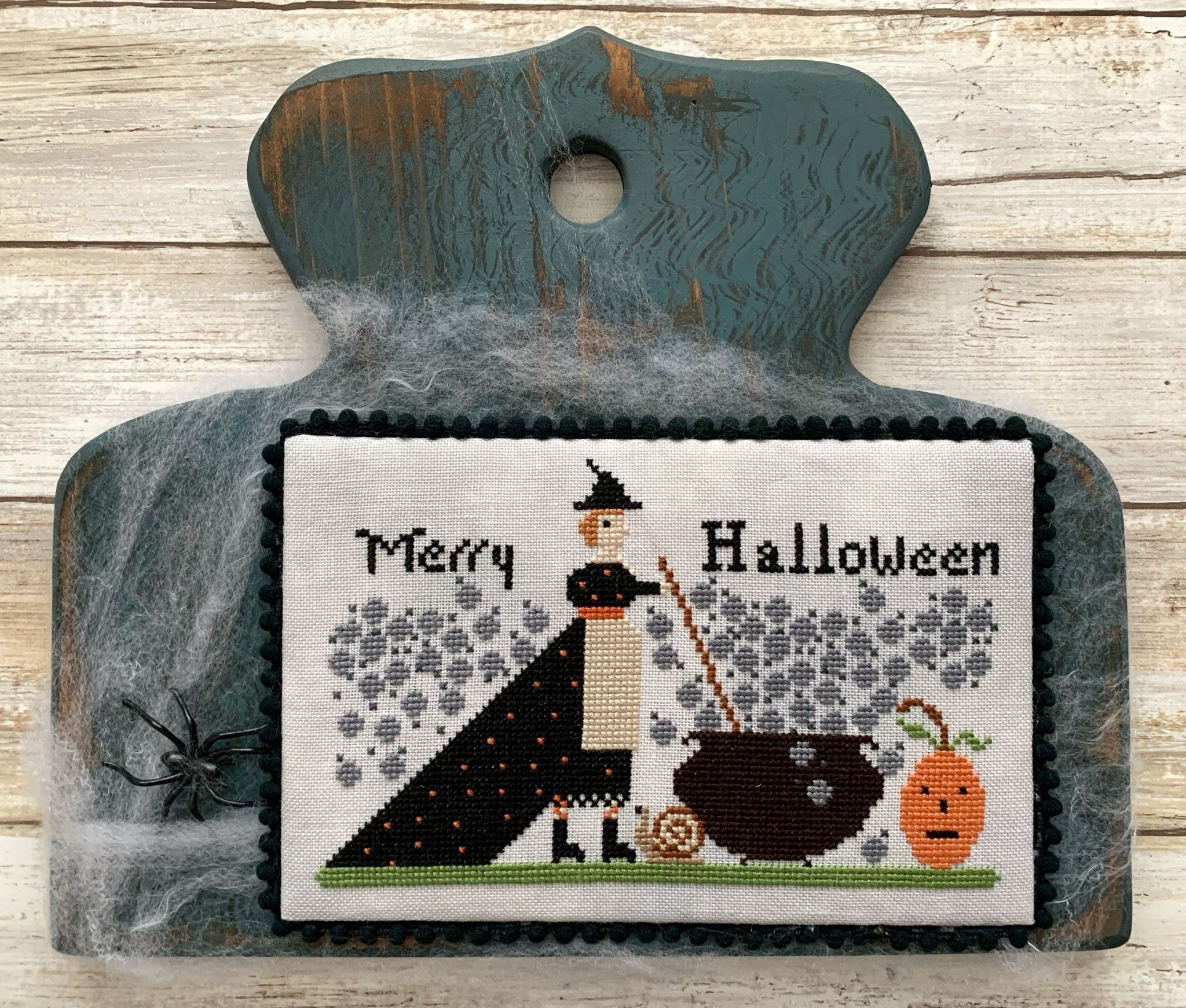 Lucy Beam Love In Stitches "MERRY HALLOWEEN" Counted Cross Stitch Pattern, Witch, Cauldron, Chart, Pattern Only