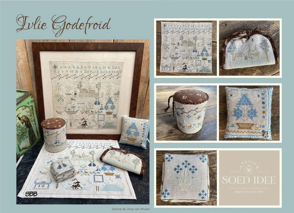 Atelier Soed Idee "Ivlie Godefroid" Counted Cross Stitch Pattern, Chart, 5 Patterns, Reproduction Sampler, Pattern Only