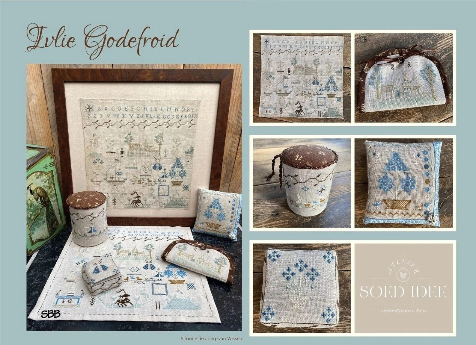 Atelier Soed Idee "Ivlie Godefroid" Counted Cross Stitch Pattern, Chart, 5 Patterns, Reproduction Sampler, Pattern Only