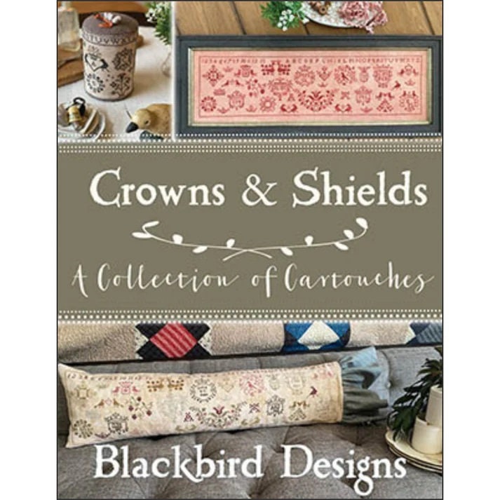 BLACKBIRD DESIGNS "Crowns & Shields ~ A Collection of Cartouches" Counted Cross Stitch Pattern, 3 Patterns, Booklet