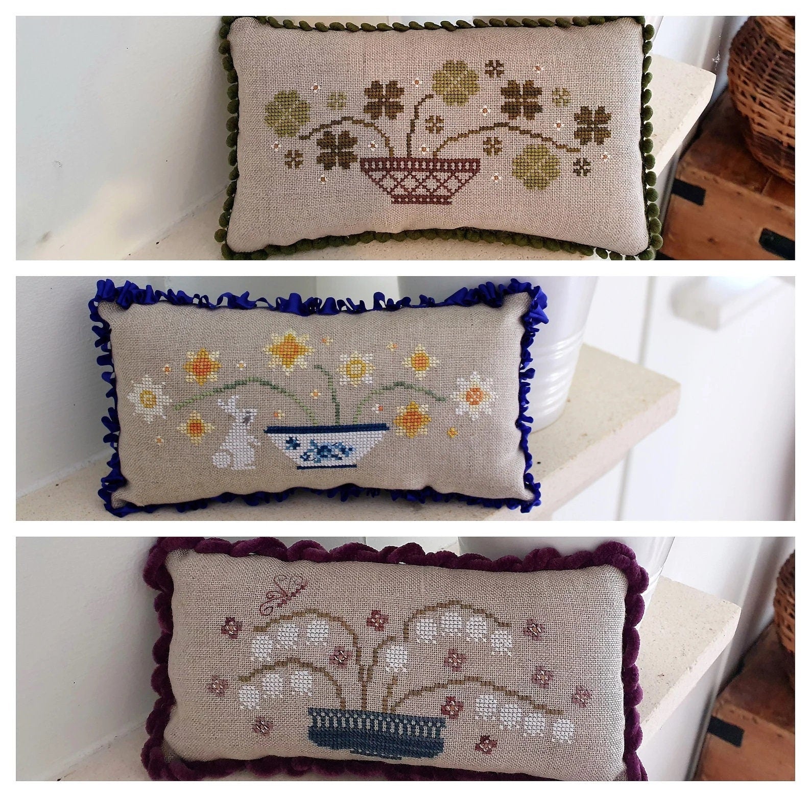 Cosford Rise Stitchery "Spring Baskets" PDF/Digital Counted Cross Stitch Pattern  Charts - 3 Patterns  Patterns Only