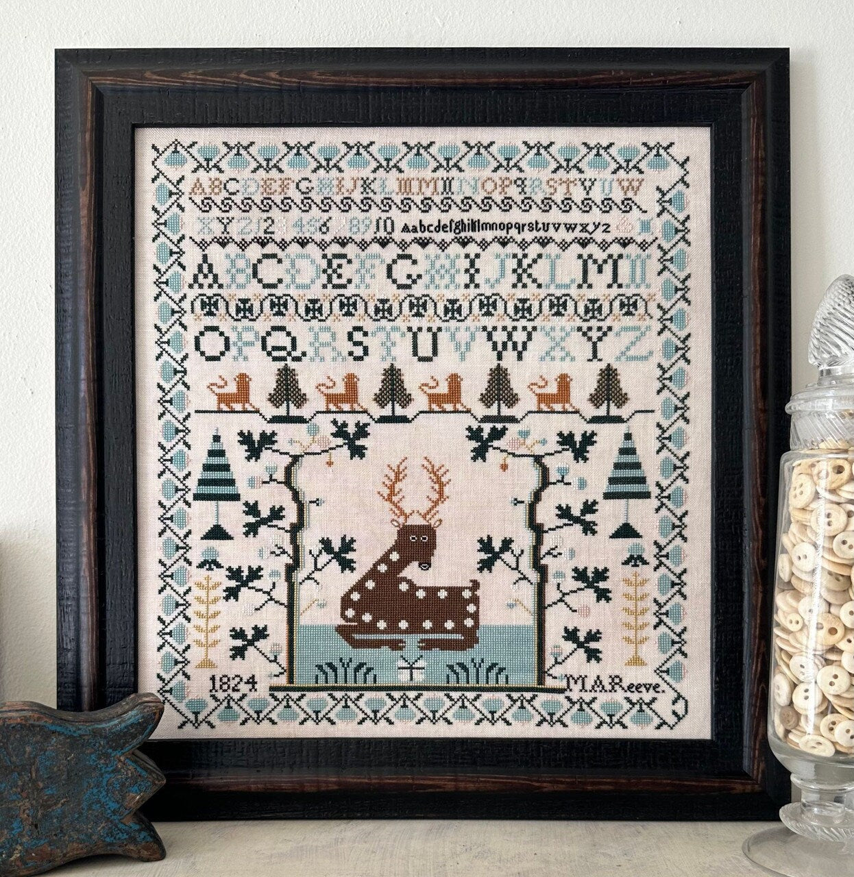 KATHY BARRICK "M.A. Reeve, 1824"  Counted Cross Stitch Pattern  Chart, Reproduction Sampler, 2023 Nashville Market Release, Pattern Only
