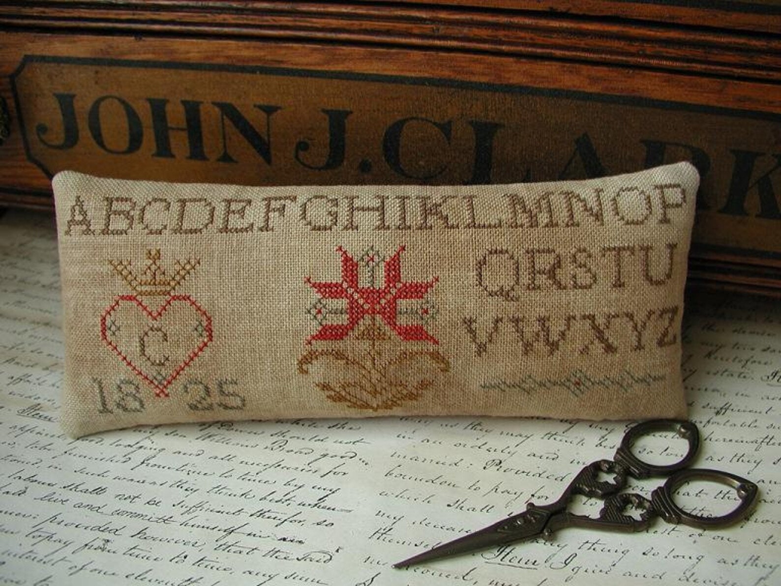 THREADWORK PRIMITIVES "Chelsea's Pinkeep", Counted Cross Stitch Pattern, Chart, Primitive, Pattern Only