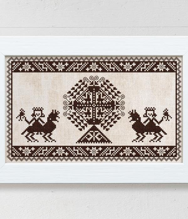 MODERN FOLK EMBROIDERY "The Riders of Marken" Counted Cross Stitch Pattern, Sampler, Chart, Pattern Only